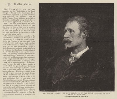 Sr. Walter Crane, el nuevo director del Royal College of Art, South Kensington de English School
